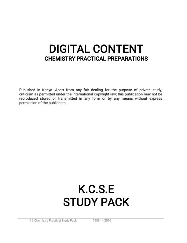 Page 1 – KCSE Chemistry Practicals Paper 3 1989-2013 – Kenyaplex