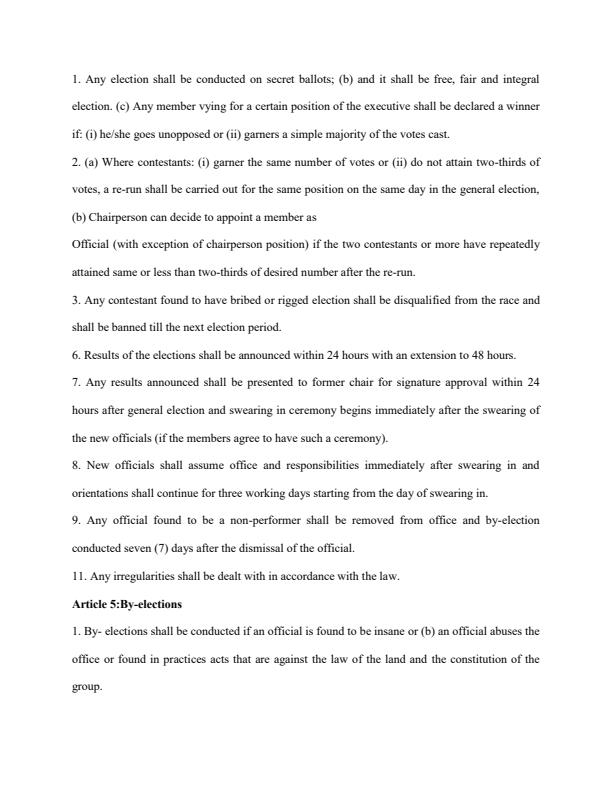 Detailed sample constitution of a self help group / welfare association