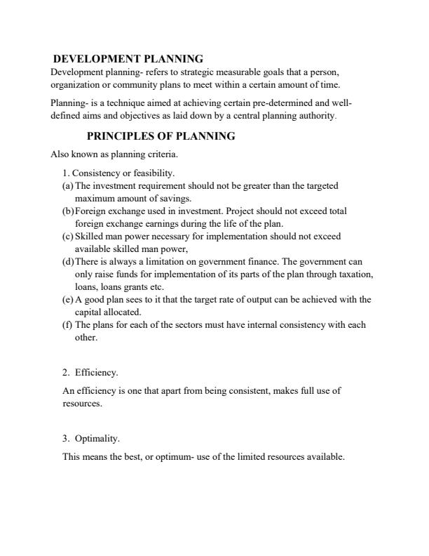 Page 1 – 1st Year Development Studies Notes – Kenyaplex