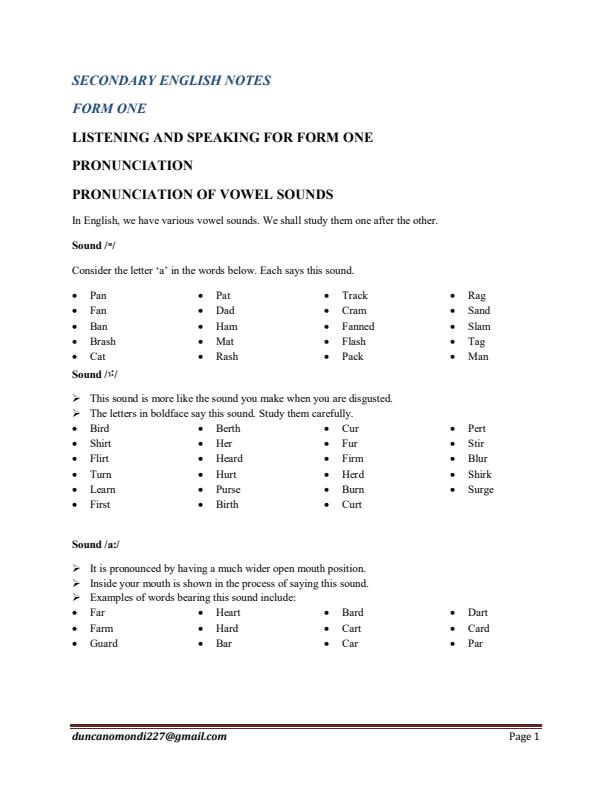Page 1 – Notes for English Form 1 – Kenyaplex