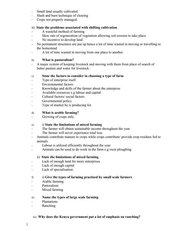 Page 2 – Agriculture Notes Form 1, Form 2, Form 3, Form 4 – Kenyaplex