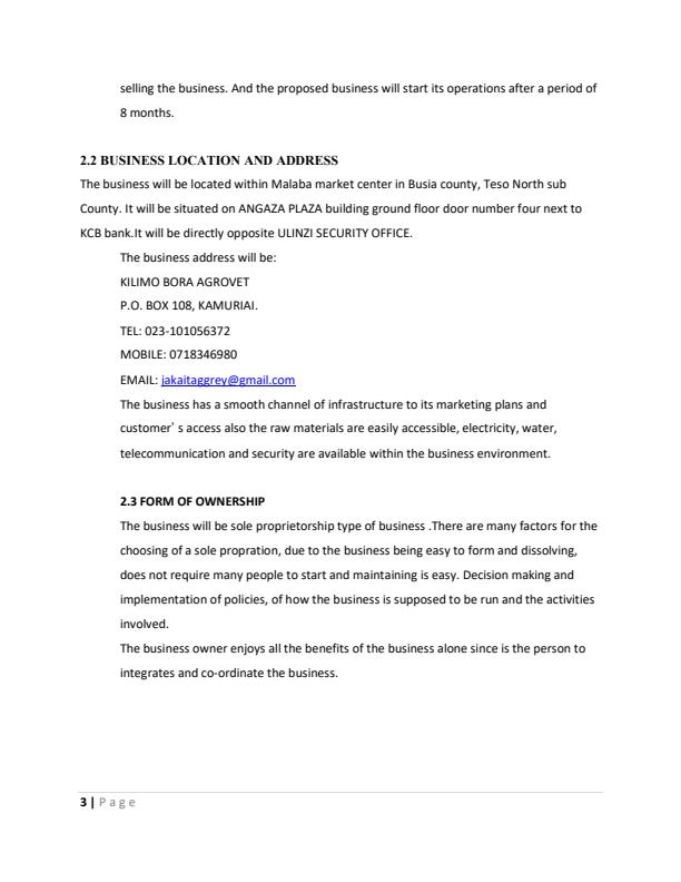 Page 3 – Business Plan: Diploma in Information Communication Technology – Kenyaplex