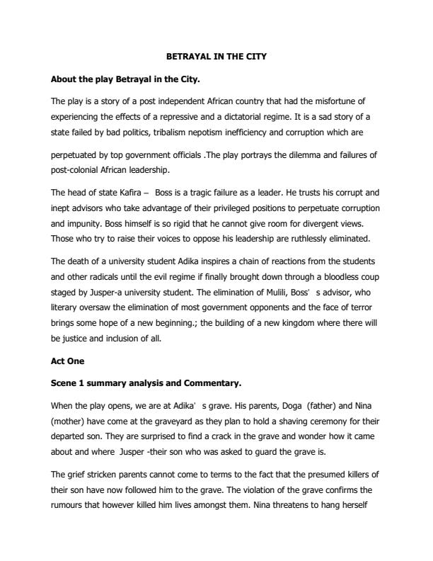 Page 1 – Form 4 Betrayal in the City Notes – Kenyaplex