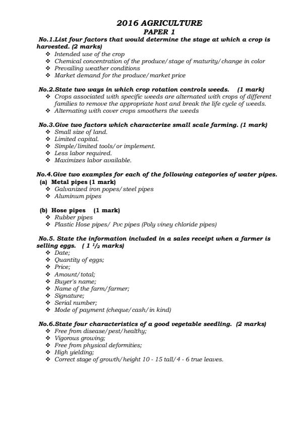 Page 1 – KCSE 2016 Questions and Answers – Kenyaplex