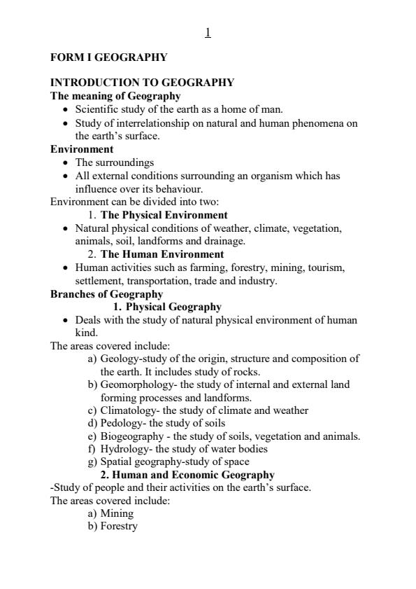 Geography Notes Form 1 to Form 4 911