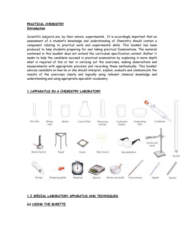 Page 1 – Chemistry Practicals Guide Form 1, Form 2, Form 3, Form 4 – Kenyaplex