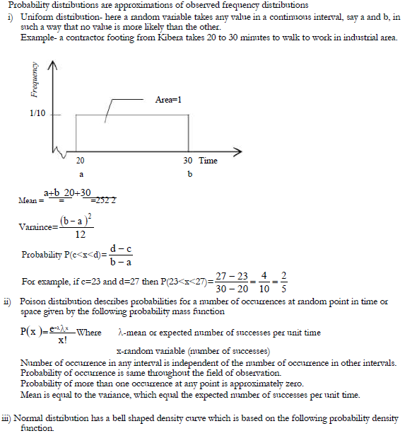 Write short notes on the following i) Uniform distribution ii) Poisson