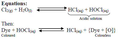 chlorine bleaching action explain oxidation question acid hypochlorous due colour change