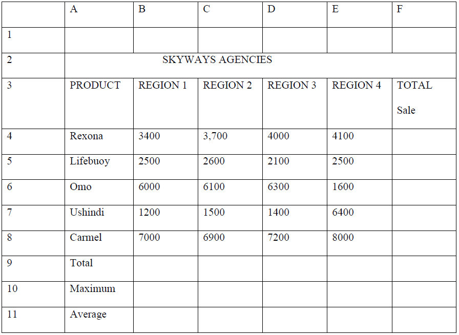 Write short notes on An electronic spreadsheet.