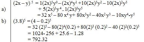 A Expand And Simplify The Binomial Expression 2x Y Sup 5 Sup B Use The First Four Terms Of The Expansion Above To Approximate The Value Of 3 8 Sup 5 Sup